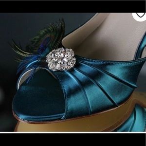 Green Heels with Peacock feather.